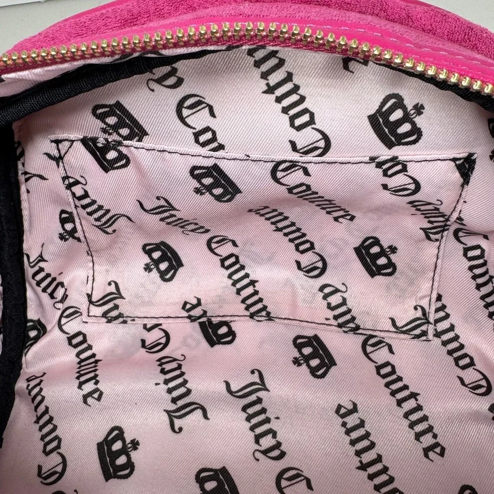 Juicy Couture Angel Velour Bowler Bag Pink Heart Charm Crossbody Tart Satchel